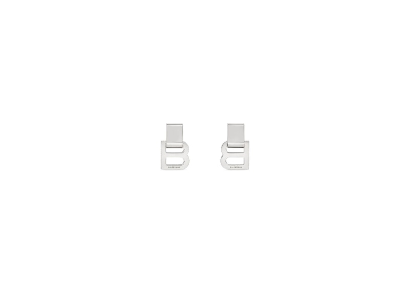 Balenciaga Women's Hourglass Earrings Silver Brass/Rhinestones