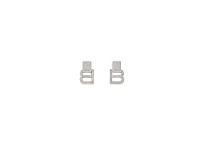 Balenciaga Women's Hourglass Earrings Silver Brass/Rhinestones