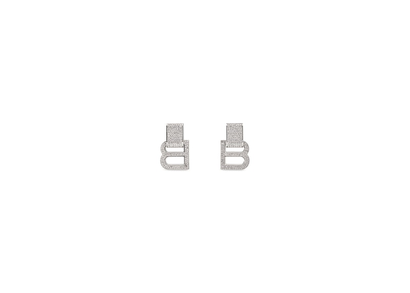 Balenciaga Women's Hourglass Earrings Silver Brass/Rhinestones