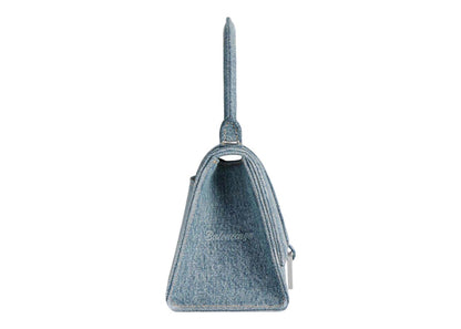 Balenciaga Women's Hourglass Small Handbag Girly Allover Denim Light Blue