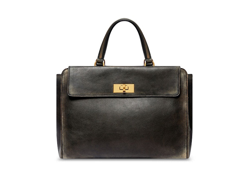 Balenciaga Women's Money Medium Tote Bag Used Effect Black