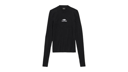Balenciaga Women's 3B Sports Icon Long Sleeve Fitted Crewneck Top Black/White