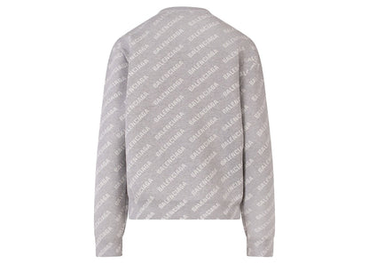 Balenciaga Women's All-Over Logo Motif Sweater Grey