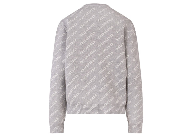 Balenciaga Women's All-Over Logo Motif Sweater Grey