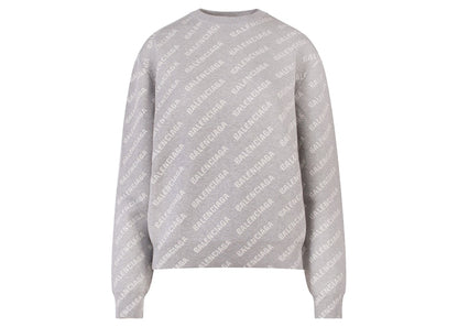 Balenciaga Women's All-Over Logo Motif Sweater Grey