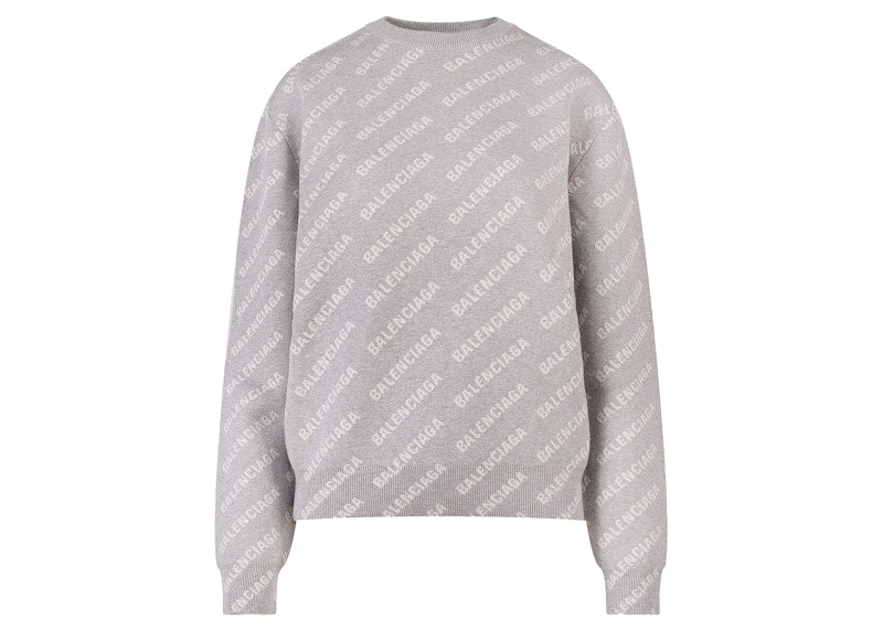 Balenciaga Women's All-Over Logo Motif Sweater Grey