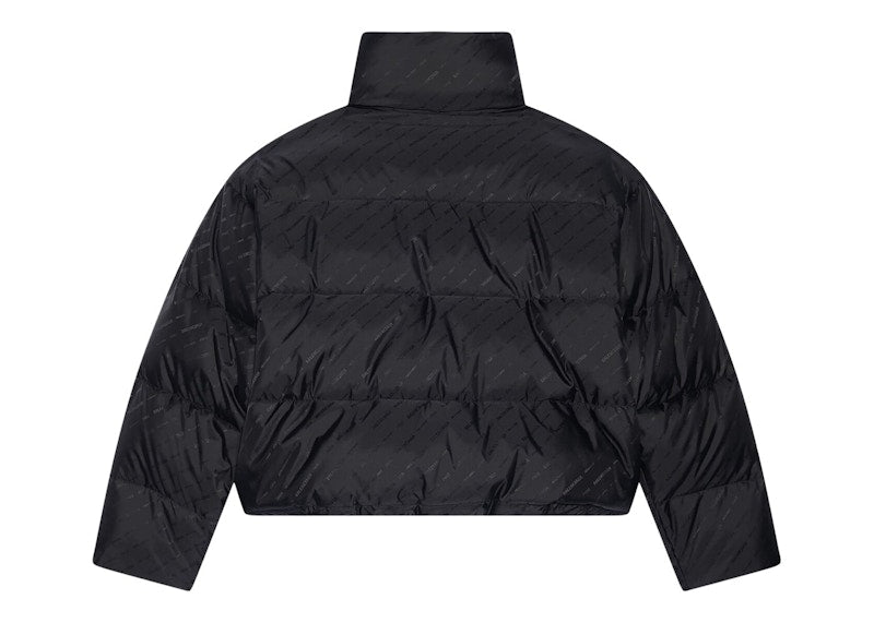 Balenciaga Womens Allover Logo BB Puffer Jacket Black