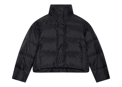 Balenciaga Womens Allover Logo BB Puffer Jacket Black