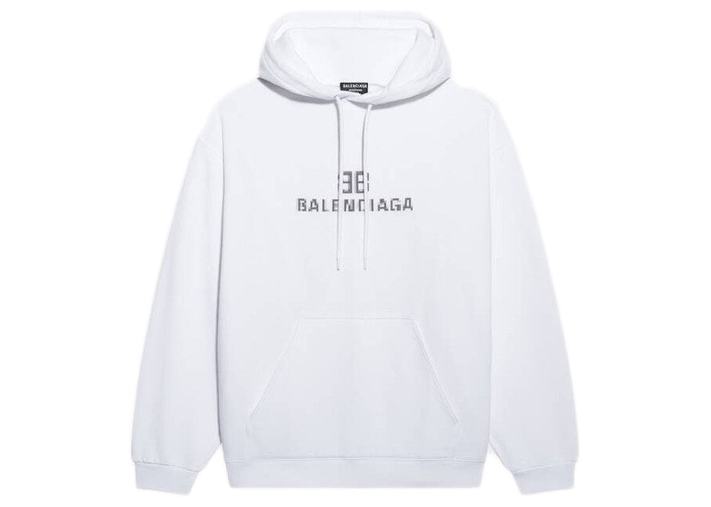 Balenciaga Womens BB Pixel Medium Fit Hoodie White