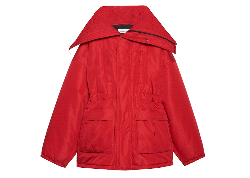 Balenciaga Womens CB Oversize Fit Parka Red