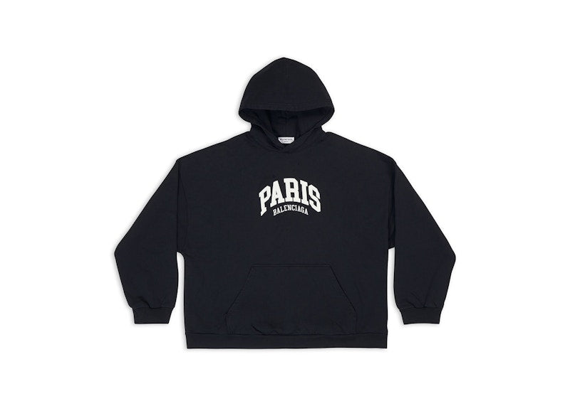 Balenciaga Women's Cities Paris Wide Fit Hoodie Black