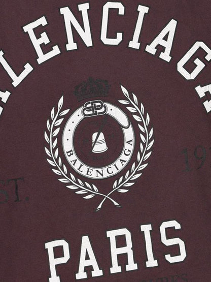 Balenciaga Women's College 1917 Medium Fit T-Shirt Burgundy