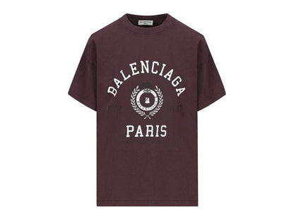 Balenciaga Women's College 1917 Medium Fit T-Shirt Burgundy