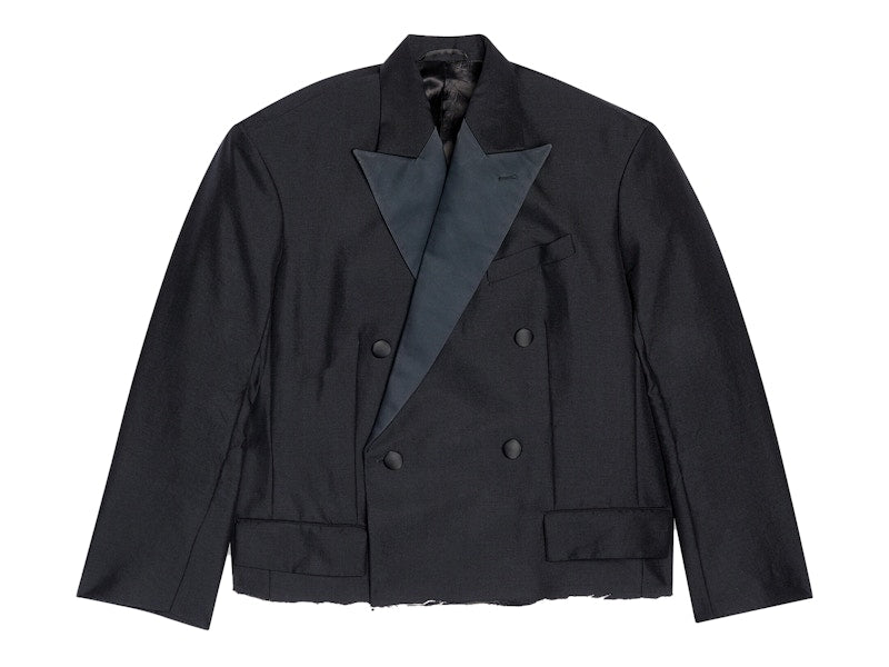 Balenciaga Women's Cropped Tuxedo Blazer Black