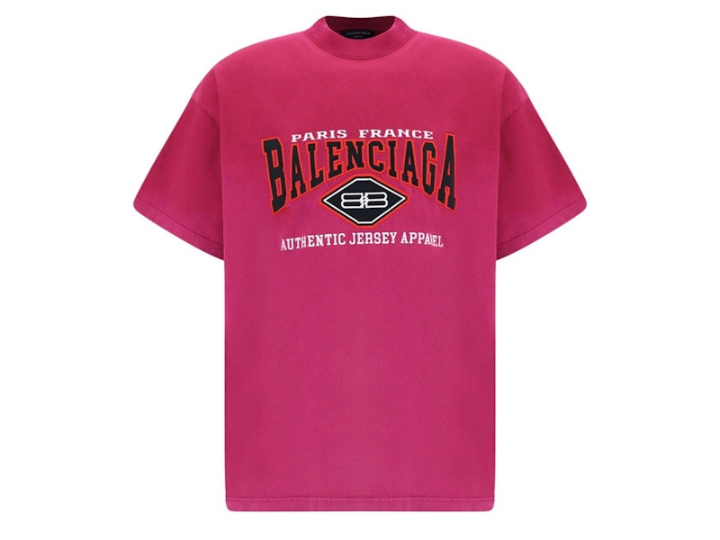 Balenciaga Women's Embroidered BB Authentic Jersey Apparel T-Shirt Pink