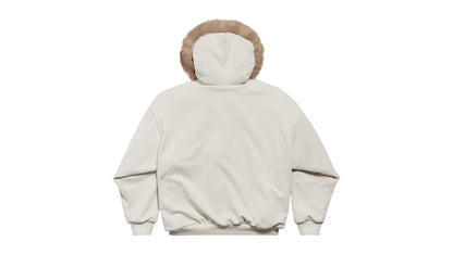 Balenciaga Women's Fluffy Zip-Up Fleece Hoodie Chalky White