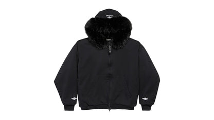 Balenciaga Women's Fluffy Zip-Up Fleece Hoodie Washed Black