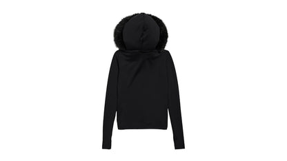 Balenciaga Women's Fluffy Zip-Up Hoodie Washed Black