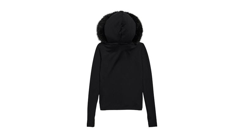 Balenciaga Women's Fluffy Zip-Up Hoodie Washed Black