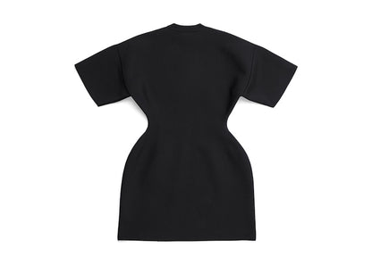 Balenciaga Women's Hourglass Crewneck Short Sleeve Dress Black