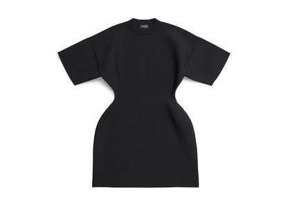 Balenciaga Women's Hourglass Crewneck Short Sleeve Dress Black