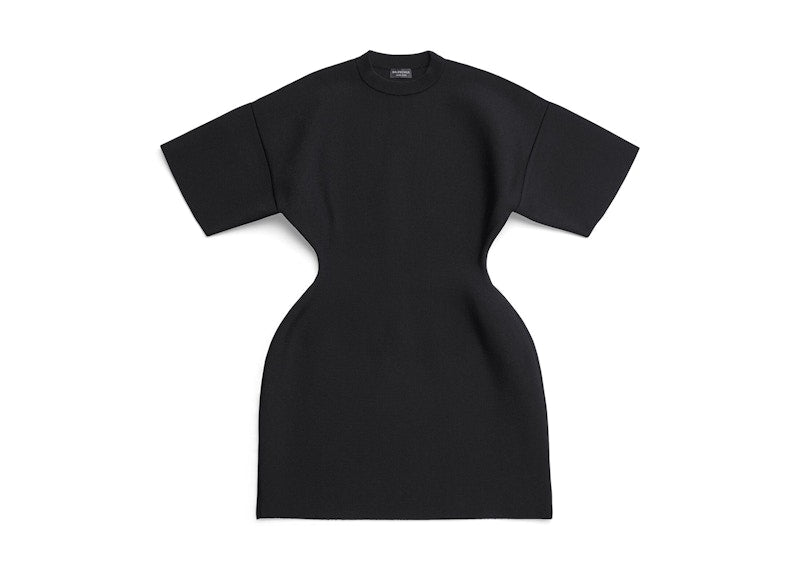 Balenciaga Women's Hourglass Crewneck Short Sleeve Dress Black