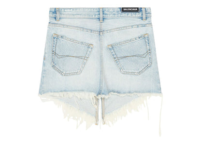 Balenciaga Women's Japanese Twill Cut-Up Mini Skirt Light Blue