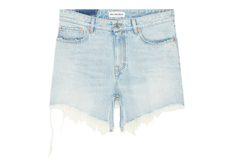 Balenciaga Women's Japanese Twill Cut-Up Mini Skirt Light Blue