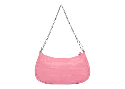 Balenciaga Le Cagole Mini Bag with Chain Crocodile Embossed Pink