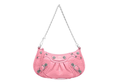 Balenciaga Le Cagole Mini Bag with Chain Crocodile Embossed Pink