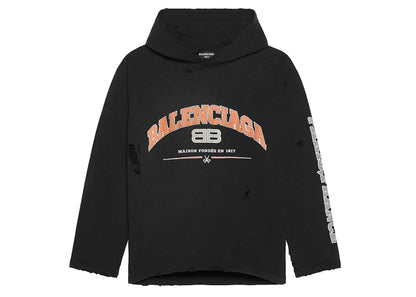 Balenciaga Womens Maison Balenciaga Cropped Hoodie Black/Orange/White