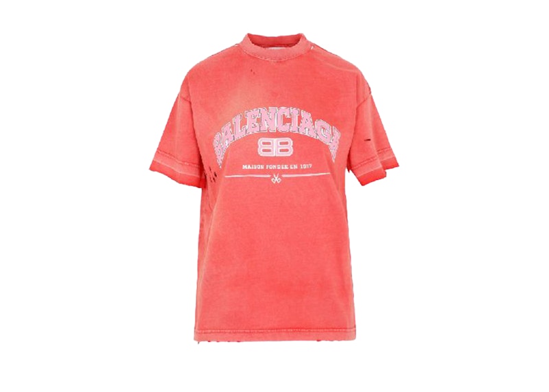 Balenciaga Women's Maison Balenciaga Medium Fit T-shirt Red