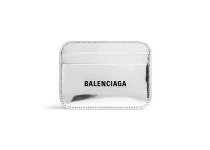 Balenciaga Womens Mirror Effect Card Holder Silver