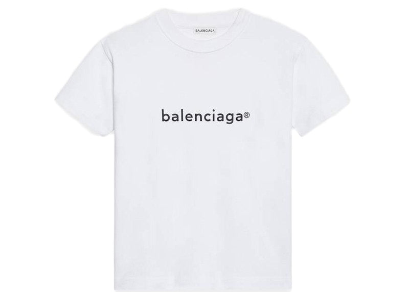 Balenciaga Womens New Copyright Fitted T-shirt White