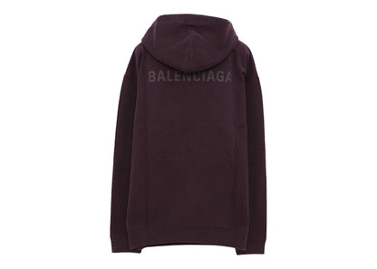 Balenciaga Women's Oversized Logo Print Hoodie Eggplant