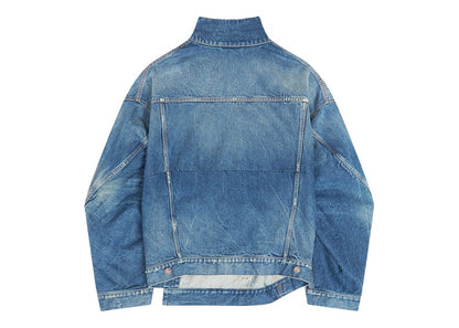 Balenciaga Women's Vintage Denim Oversized Twisted Sleeve Jacket Blue