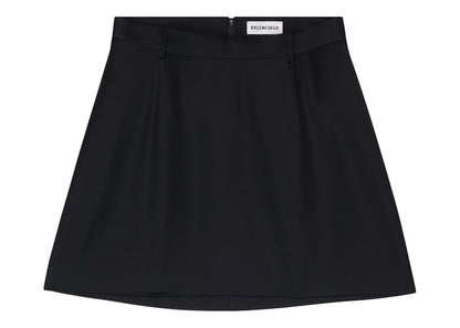 Balenciaga Women's Virgin Wool Twill Large Fit Mini Skirt Black