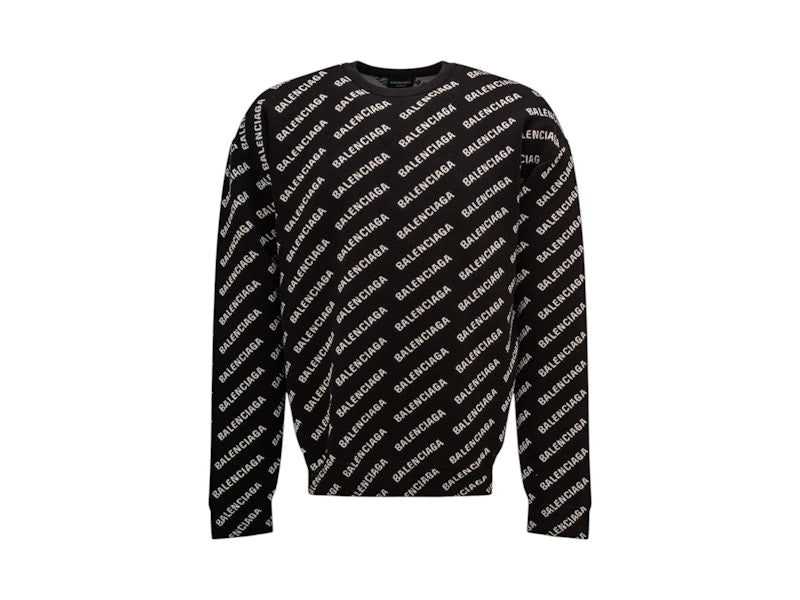 Balenciaga Wool All Over Print Sweater Black
