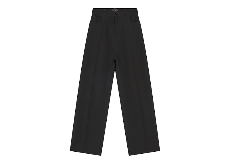 Balenciaga Wool Gabardine Baggy Tailored Pants Black