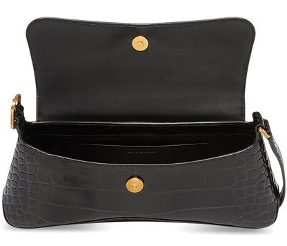 Balenciaga XX Crocodile Embossed Flap Bag Small Black