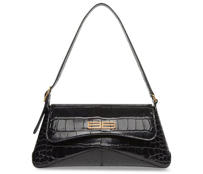 Balenciaga XX Crocodile Embossed Flap Bag Small Black