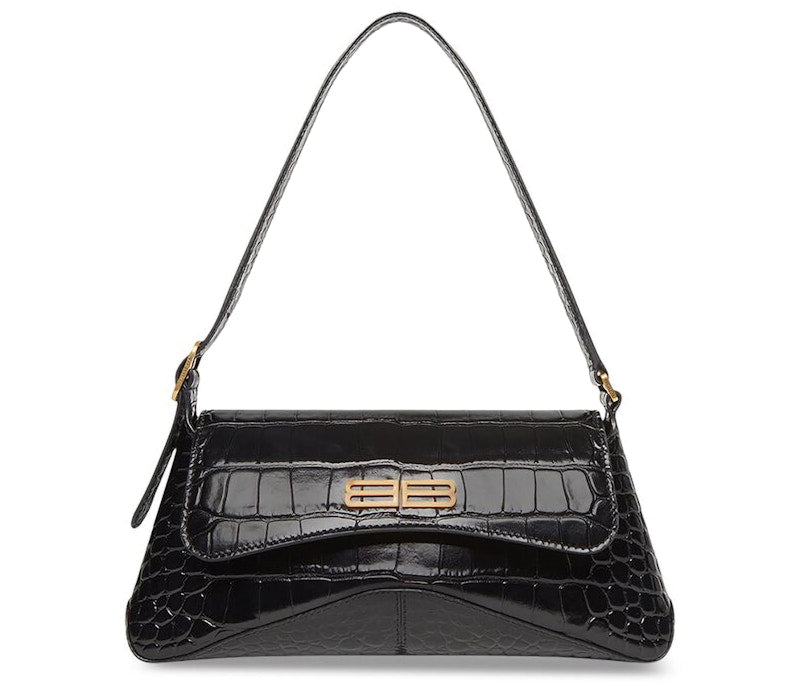 Balenciaga XX Crocodile Embossed Flap Bag Small Black