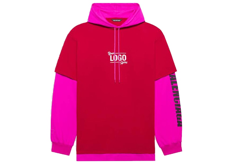 Balenciaga Your Logo Here Hooded T-shirt Raspberry/White