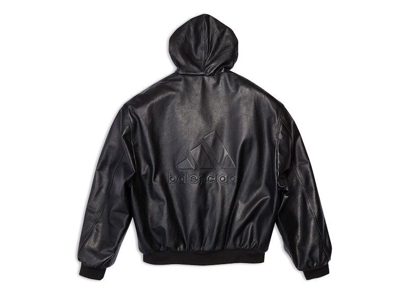 Balenciaga x adidas Leather Hooded Blouson Black