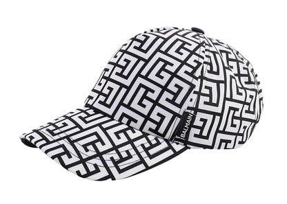 Balmain Iconic Monogram Motif Mens Peaked Hat Black