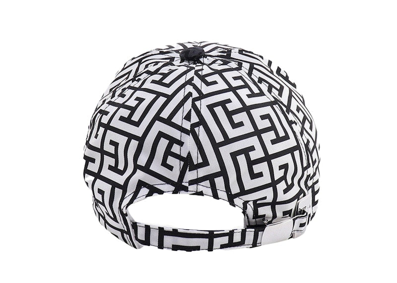 Balmain Iconic Monogram Motif Mens Peaked Hat Black