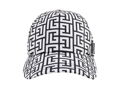 Balmain Iconic Monogram Motif Mens Peaked Hat Black
