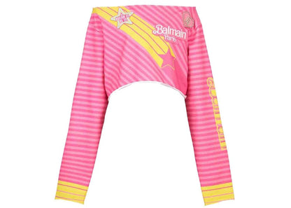 Balmain x Barbie - Cotton Off-The-Shoulder Crop Top Pink
