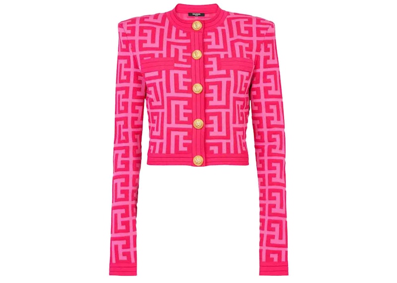 Balmain x Barbie - Knit Cardigan with Light Pink Balmain Monogram