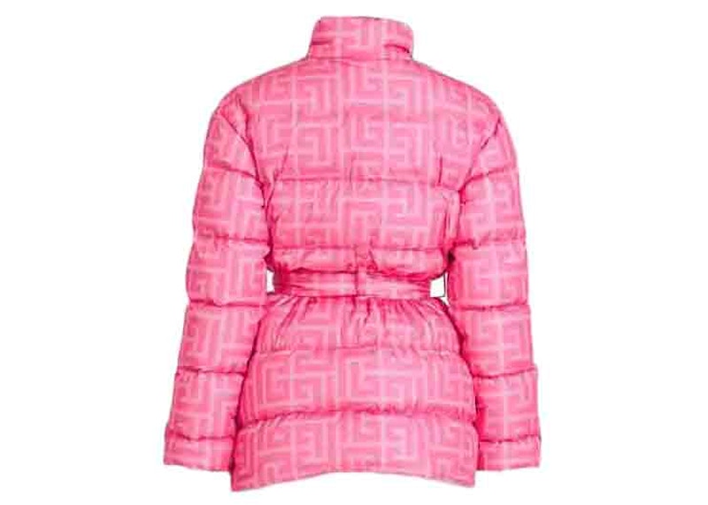 Balmain x Barbie - Nylon Quilted Coat with Light Pink Monogram